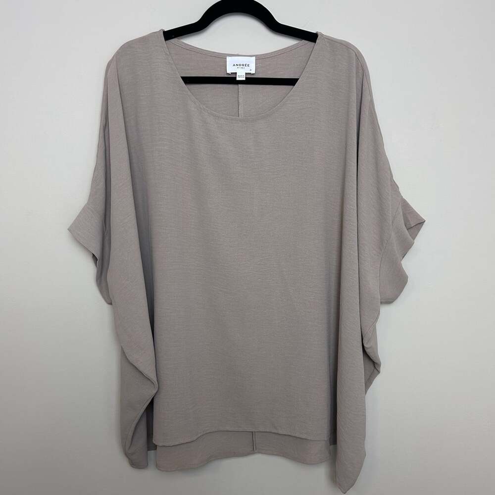 Andree by Unit Beige Top Size 1X V Neck Dolman Sleeve Boho NWOT